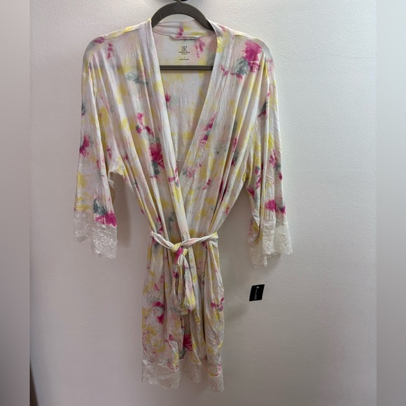 INC International Concepts Lace Trim Tie Dye Short Robe L - Picture 2 of 8